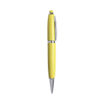 Caneta USB de metal de abertura giratória com tinta azul cor amarelo primeira vista