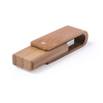 Pen USB de madeira de bambu com mecanismo giratório protetor cor castanho segunda vista