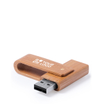 Pen USB de madeira de bambu com mecanismo giratório protetor vista principal