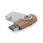 Pen USB de madeira de bambu com clipe metálico giratório cor castanho escuro quarta vista