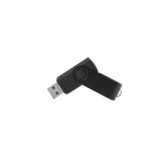 Pen USB de corpo macio e clipe metálico giratório brilhante cor preto primeira vista