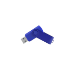 Pen USB de corpo macio e clipe metálico giratório brilhante cor azul primeira vista