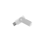 Pen USB de corpo macio e clipe metálico giratório brilhante cor branco primeira vista