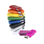 Pen USB de corpo macio e clipe metálico giratório brilhante cor fúcsia primeira vista
