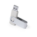 Pen USB de cana de trigo com clipe de metal giratório cor cinzento-claro primeira vista
