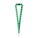 Lanyard em poliéster reciclado com fecho de segurança e mosquetão cor branco