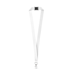 Lanyard em poliéster reciclado com fecho de segurança e mosquetão cor branco