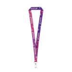 Lanyard de poliéster para sublimação com mosquetão oval cor branco