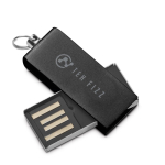 Pen USB de alumínio e tamanho mini com formato giratório cor preto imagem com logo 4
