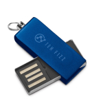 Pen USB de alumínio e tamanho mini com formato giratório cor azul real imagem com logo 4