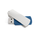 Pen USB feita de plástico com clipe de alumínio giratório cor azul