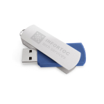 Pen USB feita de plástico com clipe de alumínio giratório cor azul imagem com logo