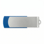 Pen USB feita de plástico com clipe de alumínio giratório cor azul