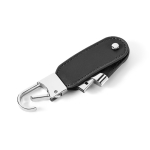Pen USB feita de PU com clipe de mosquetão metálico incluído cor preto quarta vista