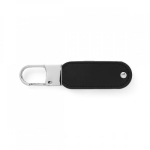 Pen USB feita de PU com clipe de mosquetão metálico incluído cor preto