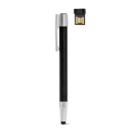 Caneta USB alumínio ponteira táctil e tinta preta personalização total cor preto