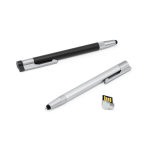 Caneta USB alumínio ponteira táctil e tinta preta personalização total cor preto