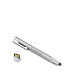 Caneta USB alumínio ponteira táctil e tinta preta personalização total cor prateado brilhante vista principal