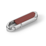 Pen USB retráctil de aço inoxidável com mosquetão personalização total cor bordeaux