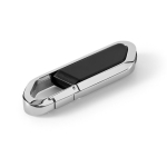Pen USB retráctil de aço inoxidável com mosquetão personalização total cor preto