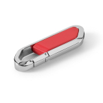 Pen USB retráctil de aço inoxidável com mosquetão personalização total cor vermelho