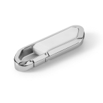 Pen USB retráctil de aço inoxidável com mosquetão personalização total cor branco