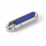 Pen USB retráctil de aço inoxidável com mosquetão personalização total cor azul real