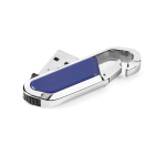Pen USB retráctil de aço inoxidável com mosquetão personalização total cor azul real