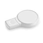 Pen USB forma circular e acabamento de borracha personalização total cor branco