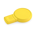 Pen USB forma circular e acabamento de borracha personalização total cor amarelo