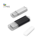 Pen USB corpo de alumínio e tampa transparente personalização total cor preto na caixa