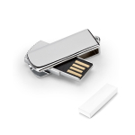 USB retráctil metal disponível acabamento cromado personalização total cor prateado na caixa