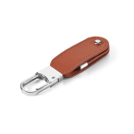 Pen USB de couro PU com mosquetão de gancho personalização total cor castanho