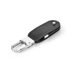 Pen USB de couro PU com mosquetão de gancho personalização total cor preto