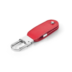 Pen USB de couro PU com mosquetão de gancho personalização total cor vermelho