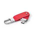 Pen USB de couro PU com mosquetão de gancho personalização total cor vermelho