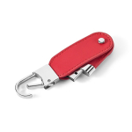 Pen USB de couro PU com mosquetão de gancho personalização total cor vermelho