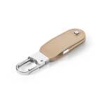 Pen USB de couro PU com mosquetão de gancho personalização total cor bege