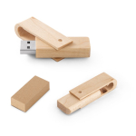 Pen USB de madeira de ácer, retráctil e giratória personalização total cor madeira na caixa