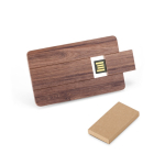 Cartão USB de madeira de nogueira personalizável personalização total cor madeira escura na caixa