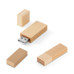 Pen USB com estrutura de madeira de bambu e tampa personalização total cor natural na caixa