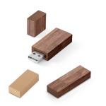 Pen USB estrutura de madeira de nogueira e tampa personalização total cor madeira escura na caixa