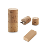 Pen USB de cortiça em forma de rolha de vinho personalização total cor natural na caixa