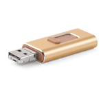Pen USB metal 4 funções em 1 com clipe retráctil personalização total cor dourado claro