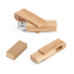Pen USB feita de madeira de bambu giratória personalização total cor natural na caixa