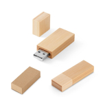 Pen USB feita de madeira de bambu com tampa personalização total cor natural na caixa