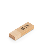 Pen USB feita de madeira de bambu com tampa personalização total cor natural vista principal