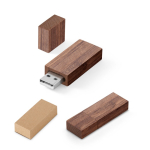 Pen USB feita de madeira de nogueira com tampa personalização total cor madeira escura na caixa