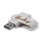 Pen drive ecológica giratória de fibra de trigo personalização total cor branco