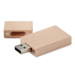 Pen USB quadrada de madeira de bambu com tampa personalização total cor madeira clara